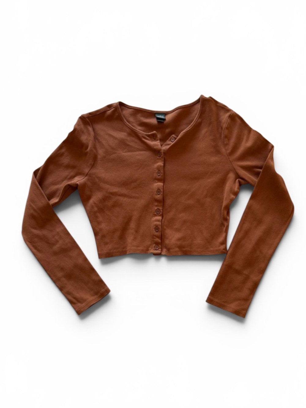 wild fable Rust Brown Long Sleeve Cropped Button-Up Top